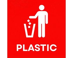 Premium Plastic afval Sticker – 98 x 98 mm – Voor Kliko, Container & Afvalbak – UV- en Weerbestendig – Mat