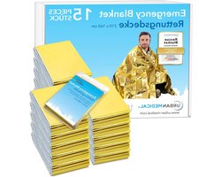 Premium Reddingsdeke voor noodgevallen - 15 stuks - Goud/Zilver - Waterdicht - Beschermt tegen Kou en Warmte - Survival Kit en Camping - 210 x 160cm Campingdeken
