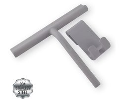 Premium RVS Badkamerwisser - Douche Trekker met Ophangsysteem - Vloer en Glazen Wisser - Roestvrij Staal - Douche en Bad - Douchewand - Badkamer Reiniging Tool - Douchewisser Grijs