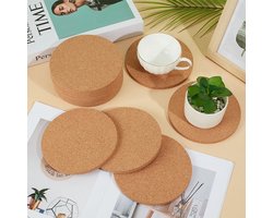 Premium - Set van 12 ronde kurken onderzetters 15,3 cm - Absorberende kurkmat voor planten, dranken, eettafel en bureau.