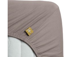 Premium splittopper jersey hoeslaken taupe - 160x200/210/220 (lits-jumeaux) - heerlijk zacht - soepel en rekbaar - luxe kwaliteit - perfecte pasvorm