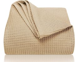Premium sprei 150 x 200 cm - wafel piqué 100% katoen - lichte zomerdeken wafellook - katonen deken als bedsprei, bankovertrek, bankdeken (taupe) Laynenburg