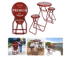 Premium Statafel Set - Statafel & 2 Stoelen - Bartafel met Krukken - Rood - 101cm x 60cm - Opklapbaar - Tuin- & Homeparty - Bartafel - Sta Tafel - Inclusief EBOOK