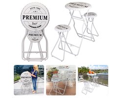 Premium Statafel Set - Statafel & 2 Stoelen - Bartafel met Krukken - Wit - 101cm x 60cm - Opklapbaar - Tuin- & Homeparty - Bartafel - Sta Tafel - Inclusief EBOOK