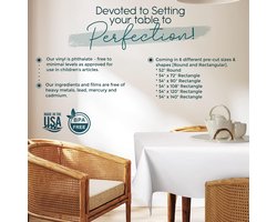 Premium Table Cushion Protector by Tablecloth By Design - Waterproof Vinyl Table Cover for Superior Protection against spills, scratches and heat - Reusable Tablecloth with Cushion Flannel Backing (54
