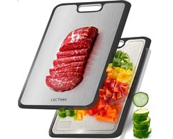 PREMIUM Titanium Snijplank - Antislip - Dubbelzijdig & Hygiënisch - PFAS Vrij - Extra Hygiëne - Met Rapsfunctie en Sapgeul