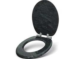 Premium toiletbril met softclose-mechanisme, hoogwaardig toiletdeksel van hout, vele kleurrijke motieven, hoog zitcomfort, eenvoudige montage, granietkleur