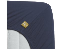 Premium topper lycra jersey hoeslaken donker blauw - 140x200/210/220 (tweepersoons) - zeer zacht en comfortabel - extra rekbaar - topkwaliteit - ideale pasvorm - optimaal slaapcomfort