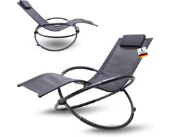 Premium tuinstoel C-FORM | schommelstoel relaxstoel tuinstoel | met hoofdkussen | weerbestendige ergonomische relaxstoel | belastbaar tot 160kg