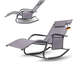 Premium tuinstoel X-FORM | schommelstoel relaxstoel tuinstoel | met hoofdkussen | weerbestendige ergonomische relaxstoel | belastbaar tot 160kg