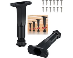 Premium Verstelbare Meubelpoten - Set van 2 - 15 - 28.5cm - Zwart - Meubelpoot - Meubelpootjes Verstelbaar – Meubel Kast Tafel Bed Boxspring Potenset – Poot – Poten – Bedpoten - Bedden