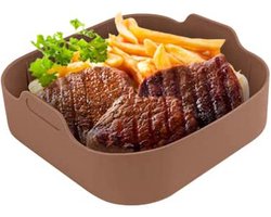 Premium Vierkante Siliconen Bakplaat voor AirFryer XXL Bruin (21cm)
