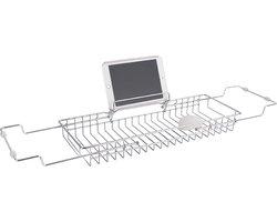 Present Time Badrek Caddy - IJzer Chroom - 61-81x18x7cm - Scandinavisch