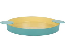 Present Time - Dienblad Double Funky Large - Turquoise blue & soft yellow