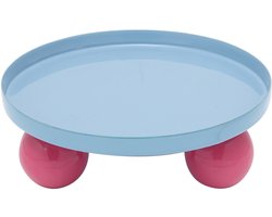 Present Time - Dienblad Double Funky Rond - Soft blue & bright pink