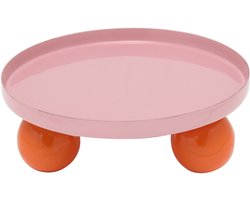 Present Time - Dienblad Double Funky Rond - Soft pink & bright orange
