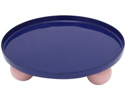 Present Time Dienblad Double Funky Round Large - Blauw - 25x25x6.5cm - Modern