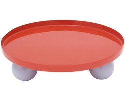 Present Time Dienblad Double Funky Round Large - Rood - 25x25x6.5cm - Modern