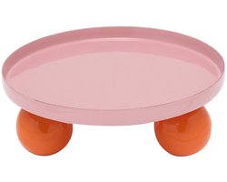 Present Time Dienblad Double Funky Round - Roze - 20x20x7cm - Modern - Valentijn - Valentijn Cadeau - Valentijnsdag - Valentijnsdag voor haar