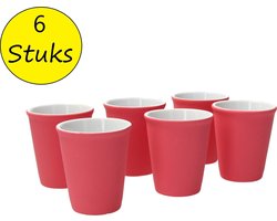 Present Time Espresso Kopje Porselein Rubber Coated Ceramic – Koffiekopje Set 6 Stuks – Espresso Beker – Silk Neon Pink