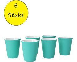 Present Time Espresso Kopje Porselein Rubber Coated Ceramic – Koffiekopje Set 6 Stuks – Espresso Beker – Silk Zeegroen