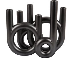 Present Time Kandelaar Rings - Grijs - 35x13.5x32.5cm - Scandinavisch - Polyresin
