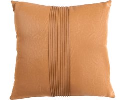 Present Time Kussen Leather Look - Vierkant Cognac Bruin - 45x45cm - Modern