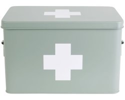 Present Time Medicijnkist - Large - Metaal Mat Grijs/Groen - 31,5x19x21cm - Scandinavisch