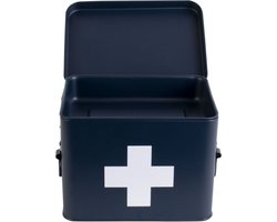 Present Time Medicijnkist - Medium - Metaal Mat Donkerblauw - 21,5x15,5x16cm - Scandinavisch