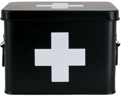 Present Time Medicijnkist - Medium - Metaal Mat Zwart - 21,5x15,5x16cm - Scandinavisch