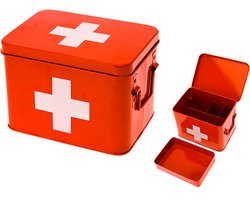Present Time Medicijnkist - Medium - Metaal Rood - 21,5x15,5x16cm - Scandinavisch