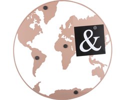 Present Time Memobord World Map - Roze - Ø50cm - Modern,Scandinavisch