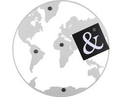 Present Time Memobord World Map - Wit - Ø50cm - Modern,Scandinavisch