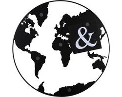 Present Time Memobord World Map - Zwart - Ø50cm - Modern,Scandinavisch