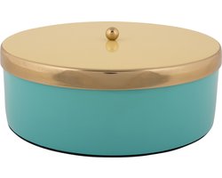 Present Time - Opbergbox Double Funky Large - Turquoise blue & soft yellow