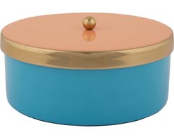 Present Time - Opbergbox Double Funky Medium - Aqua blue & peach orange