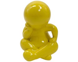 Present Time Ornament Amigo Sitting Large - Goudgeel - 24x21x34.8cm - Modern - Kunststof