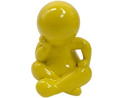 Present Time Ornament Amigo Sitting Medium - Goudgeel - 11.3x10.2x16.3cm - Modern - Kunststof