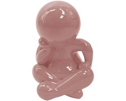 Present Time Ornament Amigo Sitting Medium - Zachtroze - 11.3x10.2x16.3cm - Modern - Kunststof