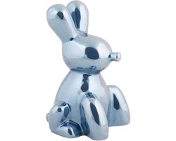 Present Time Ornament Balloon Bunny - Blauw - 10x9x15cm - Scandinavisch