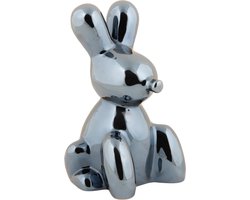 Present Time Ornament Balloon Bunny - Zwart - 10x9x15cm - Scandinavisch - Keramiek