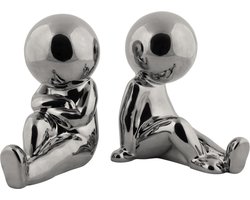 Present Time Ornament Joey - Zilver - 17.3x10.9x17.2cm - Scandinavisch - Keramiek