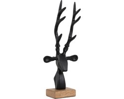 Present Time Ornament Reindeer Head - Zwart - 14.5x6.5x34cm - Scandinavisch