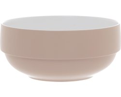 Present Time Saladeschaal Set 3 Stuks – Plantenbak voor plantjes – Serveerschaal Luxe Matte Finish – Porselein Slabak 21cm – Zalmroze