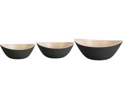 Present Time Schaal Bowl Set Puro Oval - Zwart - 30x24.5x12cm - Bamboe - Modern - Woonkamer