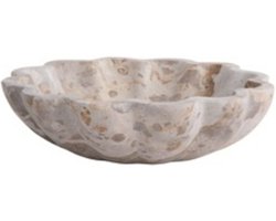 Present Time Schaal Flower - Bruin - 20x20x5cm - Marmer - Modern - Woonkamer - Pasen - Paasdecoratie - Schaal voor Pasen