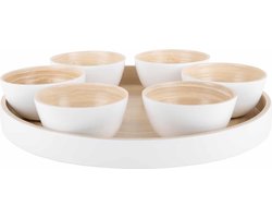 Present Time Schaal Tray Puro Rond - Wit - 32x32x6cm - Bamboe - Scandinavisch - Woonkamer