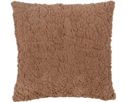 Present Time Sierkussen Tierno Furry - Bruin - 45x45x15cm - Scandinavisch - Polyester - Moederdag - Moederdag cadeautje - Moederdag cadeau voor mama