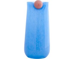 Present Time Vaas Bolita Large - Blauw - Ø16cm - Glas - Scandinavisch - Bloemenvaas - Woondecoratie - Decoratieve vaas voor woonkamer of slaapkamer