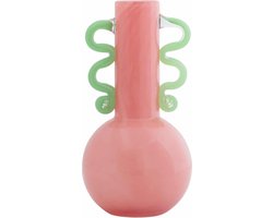 Present Time Vaas Fiesta Medium - Roze - Ø14cm - Glas - Scandinavisch - Bloemenvaas - Woondecoratie - Decoratieve vaas voor woonkamer of slaapkamer